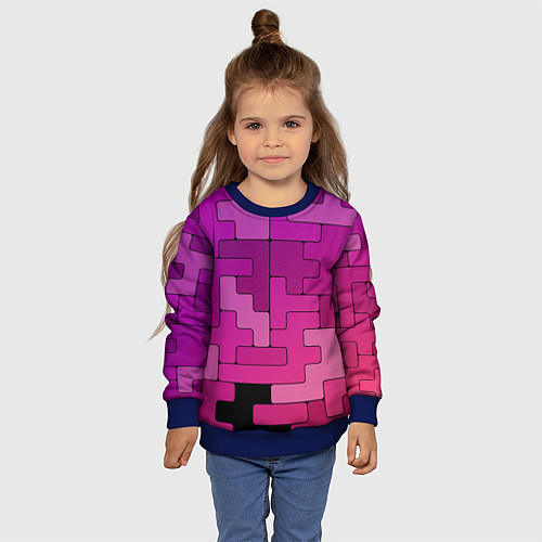 Детский свитшот Фиолетовые текстуры / 3D-Синий – фото 4