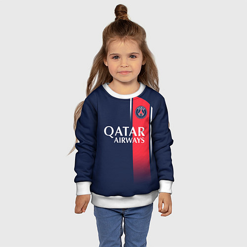 Детский свитшот Форма ПСЖ 2324 домашняя / 3D-Белый – фото 4