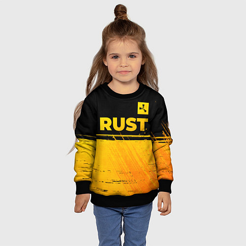 Детский свитшот Rust - gold gradient: символ сверху / 3D-Черный – фото 4
