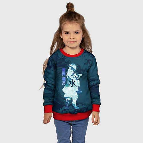 Детский свитшот Kimetsu no Yaiba Гию Томиока и волны / 3D-Красный – фото 4