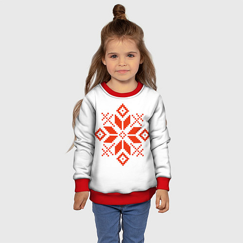 Детский свитшот Удмуртский узор / 3D-Красный – фото 4