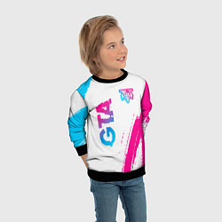 Свитшот детский GTA neon gradient style: надпись, символ, цвет: 3D-черный — фото 2