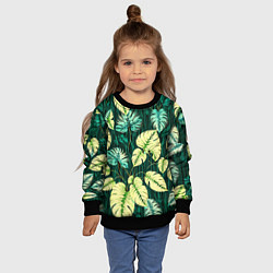 Свитшот детский Листья узор тропический, цвет: 3D-черный — фото 2
