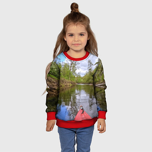 Детский свитшот Красная байдарка / 3D-Красный – фото 4