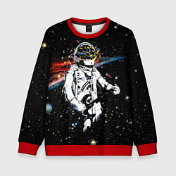 Свитшот детский Космонавт играет рок на гитаре, цвет: 3D-красный