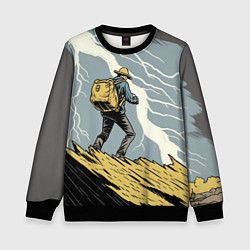 Детский свитшот Дурак на горе ловит молнию