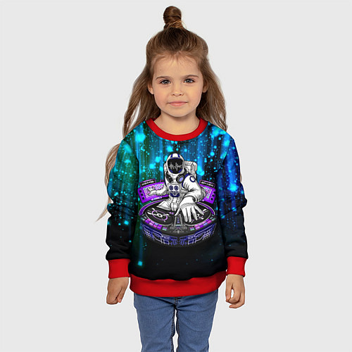 Детский свитшот Space DJ - neon starfall / 3D-Красный – фото 4