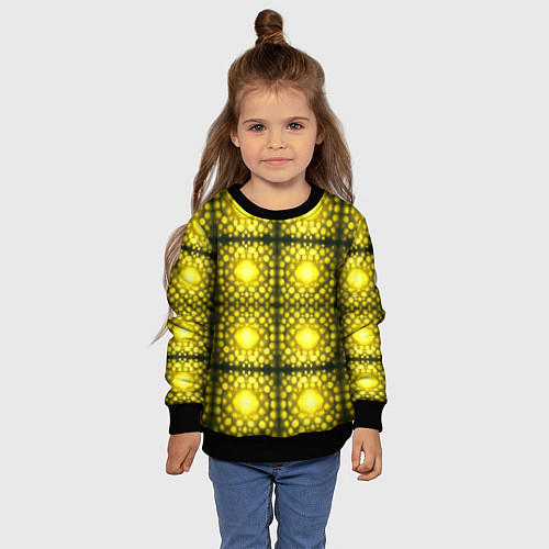 Детский свитшот Ярко-желтые точки / 3D-Черный – фото 4