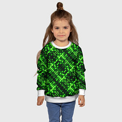 Свитшот детский Зеленые точечные ромбы, цвет: 3D-белый — фото 2