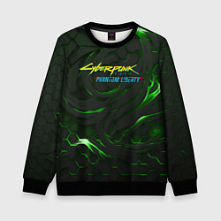 Свитшот детский Cyberpunk 2077 phantom liberty green, цвет: 3D-черный