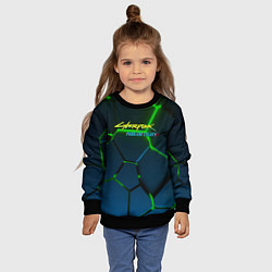 Свитшот детский Cyberpunk 2077 phantom liberty green neon, цвет: 3D-черный — фото 2