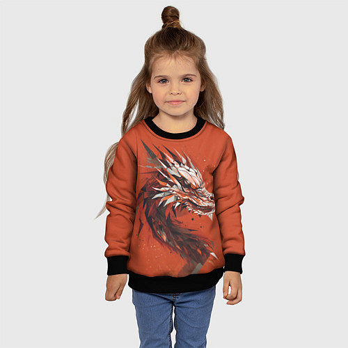Детский свитшот Дракон из геометрических фигур: арт нейросети / 3D-Черный – фото 4