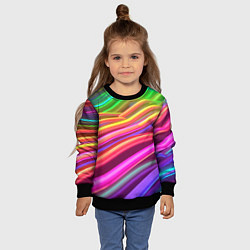 Свитшот детский Неоновые радужные волны, цвет: 3D-черный — фото 2