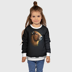 Свитшот детский Вышивка Капибара, цвет: 3D-белый — фото 2