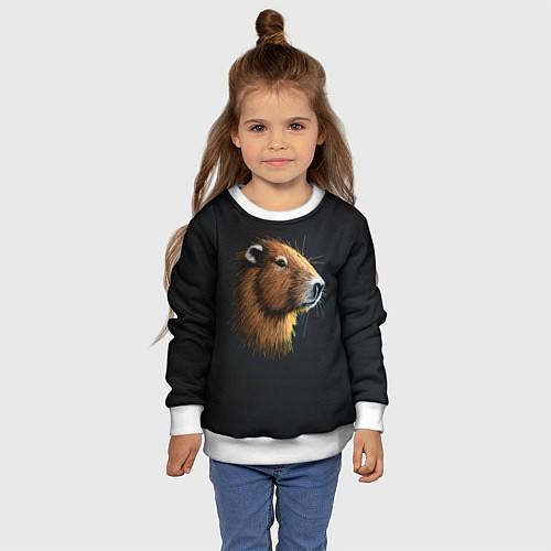 Детский свитшот Вышивка Капибара / 3D-Белый – фото 4