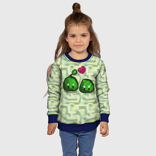 Детский свитшот Зеленые слаймы стардью / 3D-Синий – фото 4