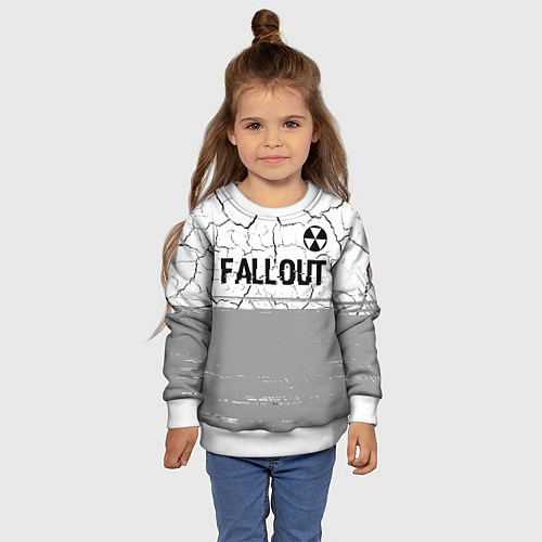 Детский свитшот Fallout glitch на светлом фоне: символ сверху / 3D-Белый – фото 4