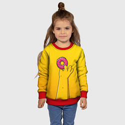 Свитшот детский Гомер и пончик, цвет: 3D-красный — фото 2