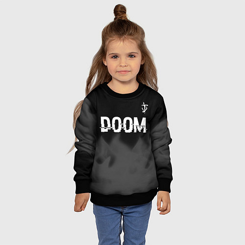 Детский свитшот Doom glitch на темном фоне: символ сверху / 3D-Черный – фото 4