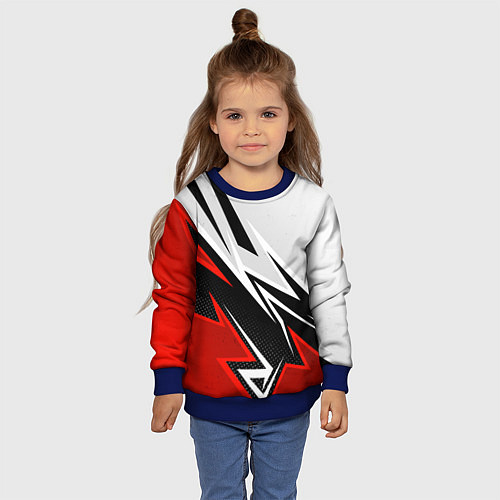 Детский свитшот Бело-красная униформа для зала / 3D-Синий – фото 4