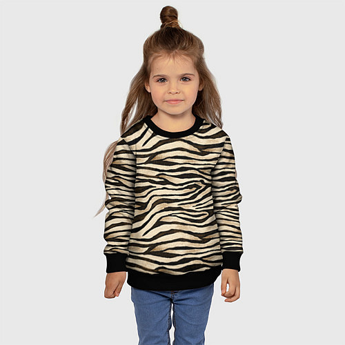 Детский свитшот Шкура зебры и белого тигра / 3D-Черный – фото 4