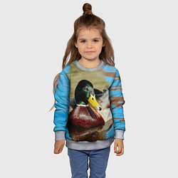 Свитшот детский Утка Кряква - селезень, цвет: 3D-меланж — фото 2