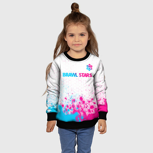 Детский свитшот Brawl Stars neon gradient style: символ сверху / 3D-Черный – фото 4