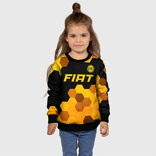 Детский свитшот Fiat - gold gradient: символ сверху / 3D-Черный – фото 4