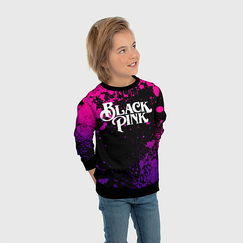Детский свитшот Blackpink - neon / 3D-Черный – фото 3