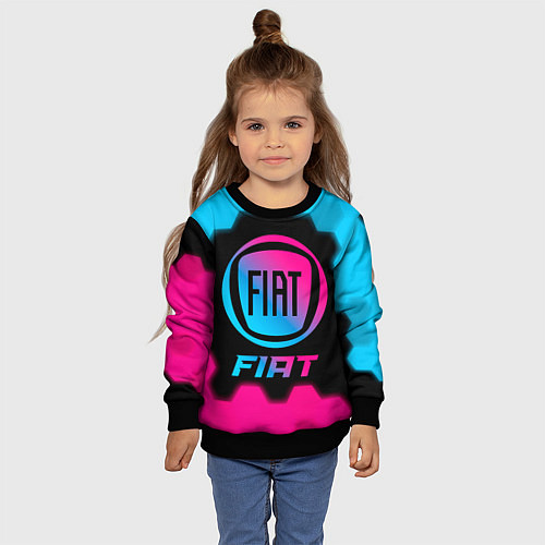 Детский свитшот Fiat - neon gradient / 3D-Черный – фото 4
