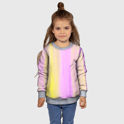 Детский свитшот Акварельный градиент желто- розовый / 3D-Меланж – фото 4