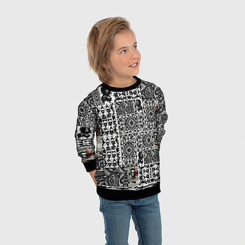 Детский свитшот Орнамент древних цивилизаций / 3D-Черный – фото 3