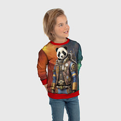 Свитшот детский Панда-космонавт - стимпанк, цвет: 3D-красный — фото 2