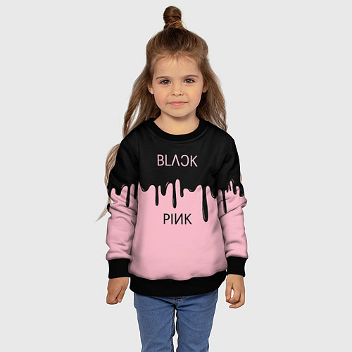 Детский свитшот Blackpink - краски / 3D-Черный – фото 4