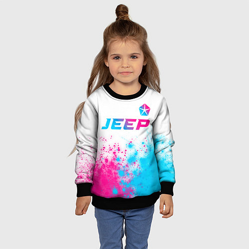 Детский свитшот Jeep neon gradient style: символ сверху / 3D-Черный – фото 4