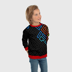 Свитшот детский Геометрические фигуры на тёмном фоне тетрис, цвет: 3D-красный — фото 2
