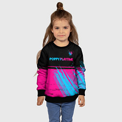 Свитшот детский Poppy Playtime - neon gradient: символ сверху, цвет: 3D-черный — фото 2