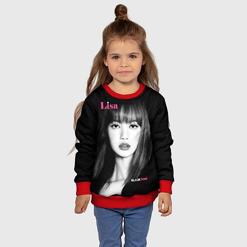 Детский свитшот Blackpink Lisa Portrait / 3D-Красный – фото 4