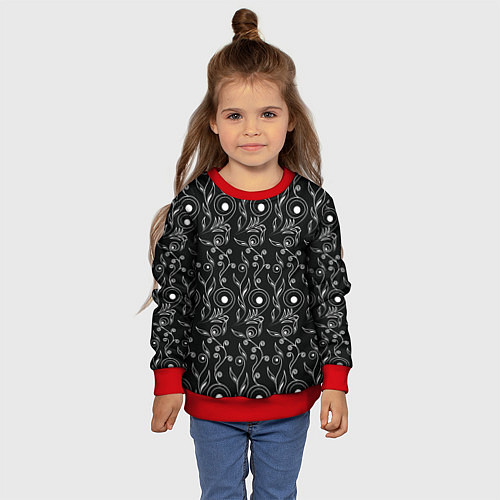 Детский свитшот Black style pattern / 3D-Красный – фото 4