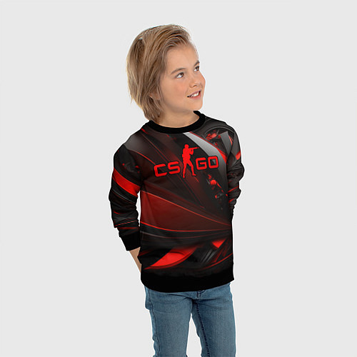 Детский свитшот CS GO red and black / 3D-Черный – фото 3