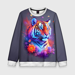Детский свитшот Тигр и краски - нейросеть