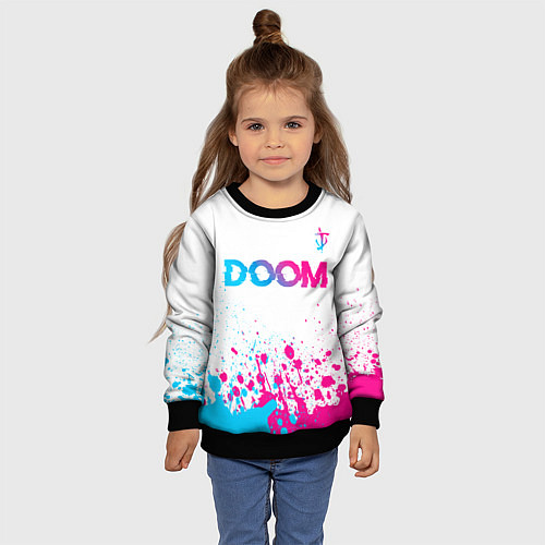 Детский свитшот Doom neon gradient style: символ сверху / 3D-Черный – фото 4