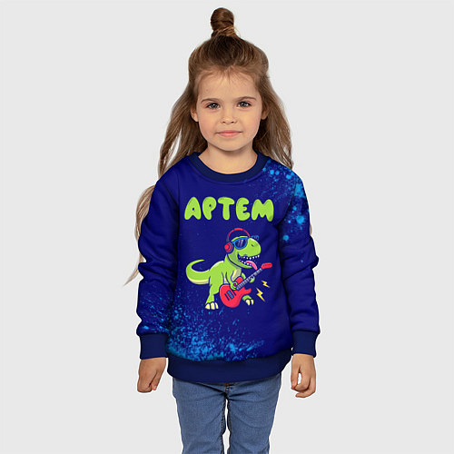 Детский свитшот Артем рокозавр / 3D-Синий – фото 4