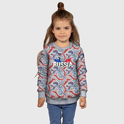 Свитшот детский Happy Russia волнистые узоры, цвет: 3D-меланж — фото 2