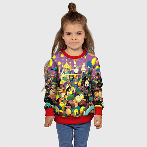 Детский свитшот Праздничный город / 3D-Красный – фото 4