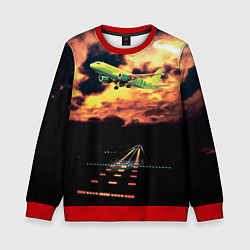 Свитшот детский Боинг 737 Суровый закат, цвет: 3D-красный