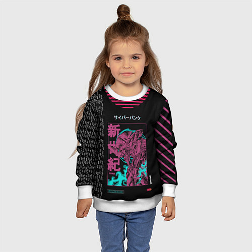 Детский свитшот Евангелион Ева 01 / 3D-Белый – фото 4