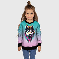 Свитшот детский Волчья морда - поп-арт, цвет: 3D-черный — фото 2
