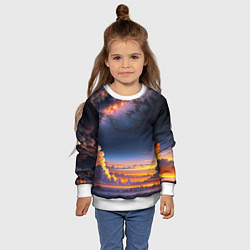 Свитшот детский Млечный путь и облака на закате, цвет: 3D-белый — фото 2