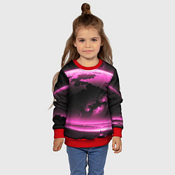 Свитшот детский Сай фай пейзаж в черно розовых тонах, цвет: 3D-красный — фото 2